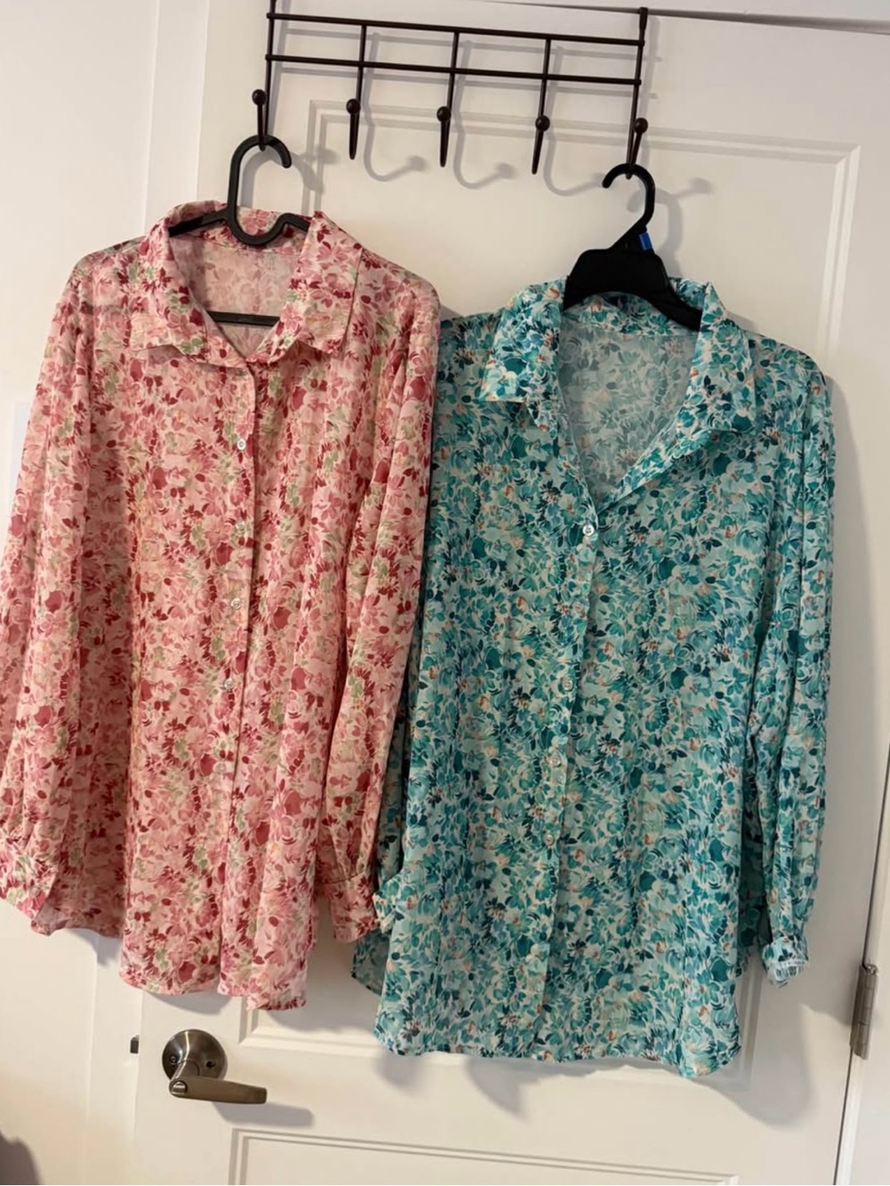 Lightweight Floral Button-Up Shirt - Pink / Blue - Lot of 2
